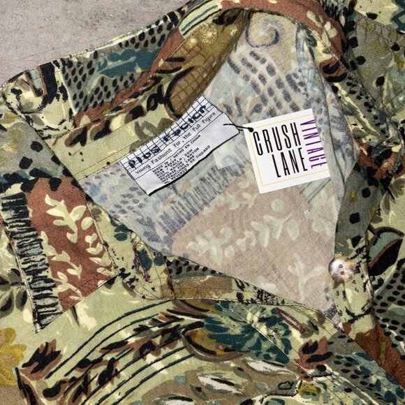 Vintage Plus Factor Green Abstract Floral Blouse - Picture 4 of 6